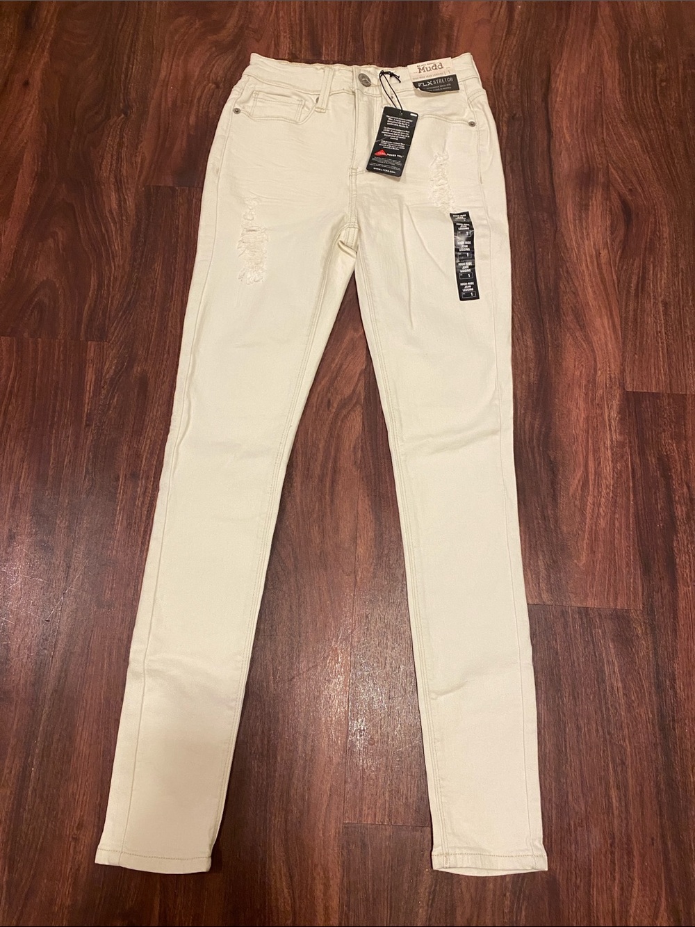 Mudd Cream Distressed Skinny Jeans